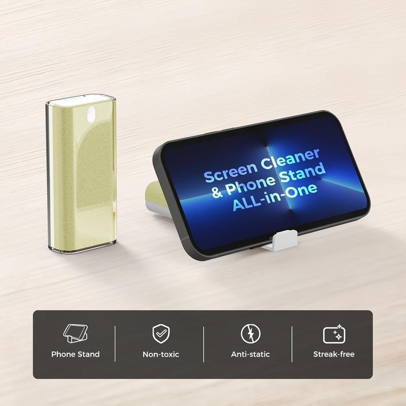 CLICK CLEAN Touchscreen Mist Cleaner, Screen Cleaner, All in One Screen Cleaner Spray with Microfiber and Phone Stand for All Phones, Laptop and Tablet Screens (Beige) - Image 2